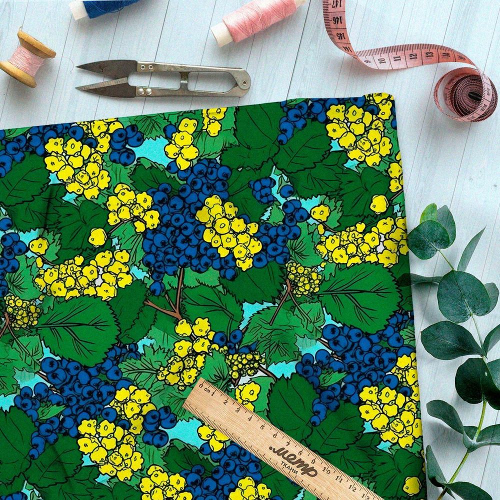 Ткань премиум атлас неоновые ягоды