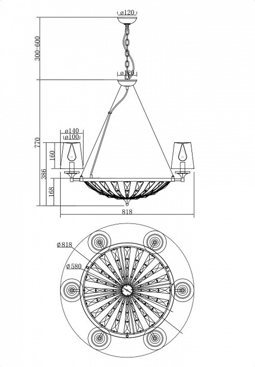 Подвесная люстра Maytoni H021PL-06CH