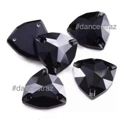 Стразы пришивные, Fat Triangle, Jet, T280, 16mm, (18 ea/pkg), 5A+best, (F2)