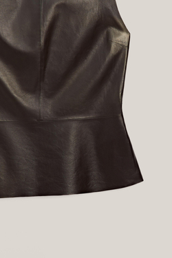 Massimo Dutti Асимметричный топ из кожи наппа - Limited Edition,коричневый