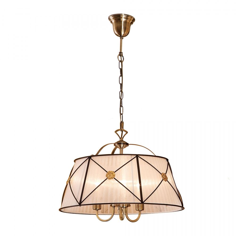 Citilux Дрезден CL409132 Люстра подвесная с белым абажуром Бронза