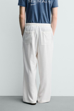 ZARA БРЮКИ RELAXED FIT В КЛЕТКУ, БЕЛЫЙ