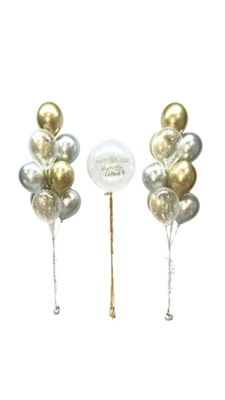 Воздушный сет шар-сфера Баблс (deco-bubbles) с конфетти и надписью