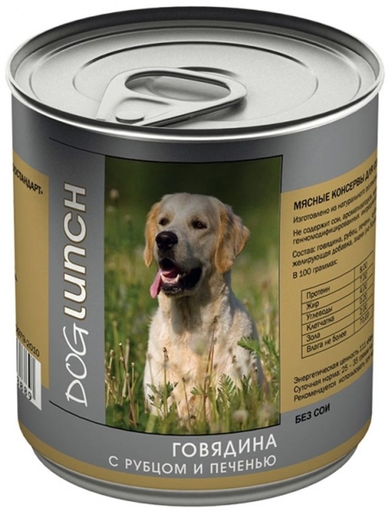 Dog Lunch 750гр Влажный корм для собак Говядина с рубцом и печенью