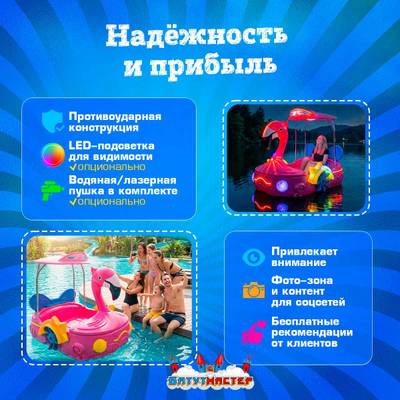 Семейная электрическая лодка-катамаран «Бело-розовый лебедь», 1+1