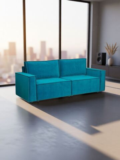 Диван-кровать Сатурн в стиле ЛОФТ ткань Чикаго 35 ( изумруд), велюр, механизм Еврокнижка, спальное место 202х155 см, пружинный блок Боннель, ниша для белья, широкие подлокотники