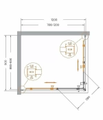 Душевой уголок Cezares Relax 120x90 RELAX-304-AH-2-120/90-C-BORO стекло прозрачное/профиль матовое брашированное золото