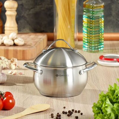 Кастрюля нерж, 1.9 л, с крыш, Daniks, Мальта, GS-01345KS-16CA, индукц