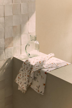 ZARA HOME КУХОННОЕ ПОЛОТЕНЦЕ С ЦВЕТОЧНЫМ УЗОРОМ (КОМПЛЕКТ ИЗ 2 ПРЕДМЕТОВ),  ЗЕЛЕНЫЙ