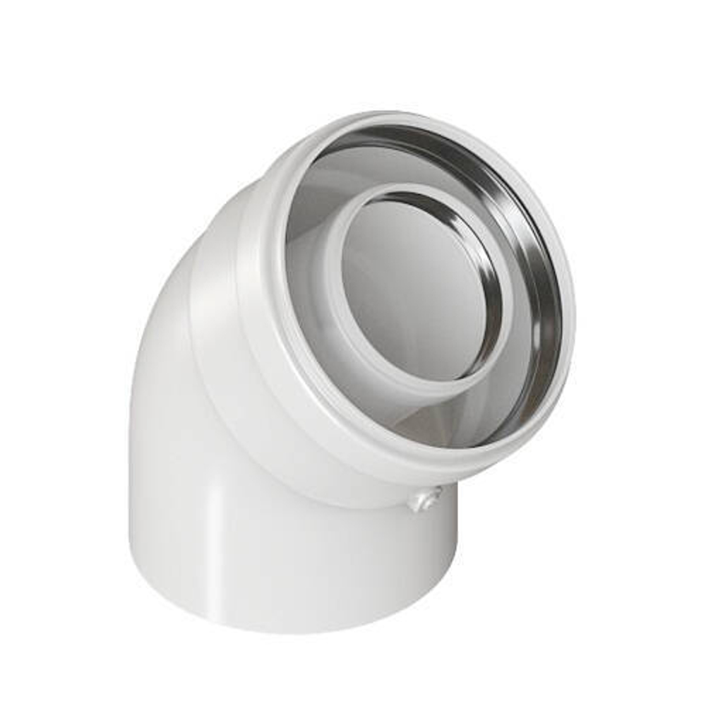 Отвод 45° для коаксиального дымохода ROMMER D60/100 мм (для конденсационных котлов)