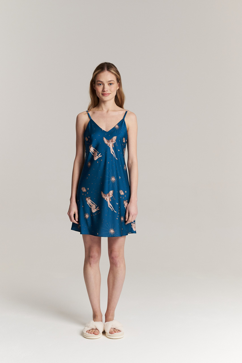 Шелковая комбинация мини - греческий завтрак