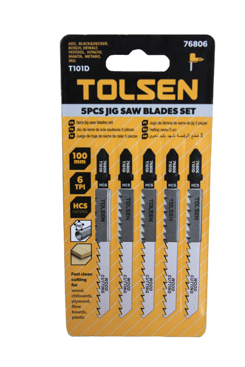 Набор полотен лобзиковых по дереву TOLSEN T101D HCS 6TPI 100мм 5шт. 76806