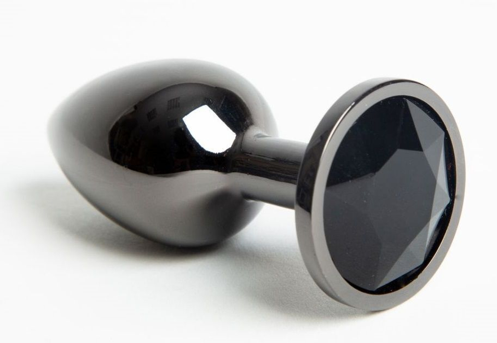 Черная анальная пробка с крупным стразом - 7,1 см. (Цвет: черный)