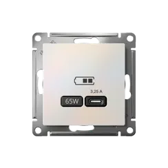 Розетка USB AtlasDesign тип C 65Вт QC PD высокоскор. ЗУ механизм жемчуж. SE ATN000427