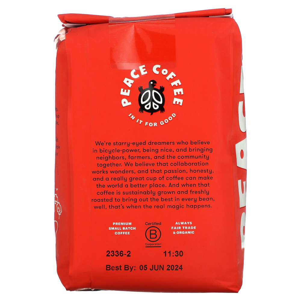 Peace Coffee, органический экспресс-смесь с черной белками, средняя обжарка, цельные бобы, 340 г (12 унций)