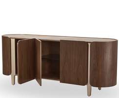 Комод Shelf 200х80 см, шпон ореха, белая керамика