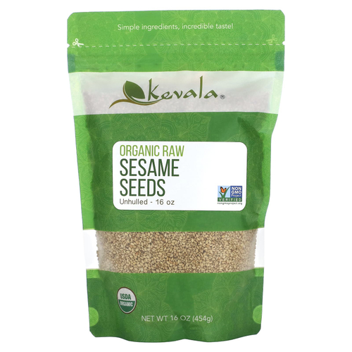 Kevala, органические необработанные семена кунжута (нешелушенные), 454 г (16 унций)