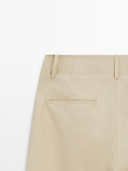 Massimo Dutti Хлопковые брюки с широкими штанинами, песочный