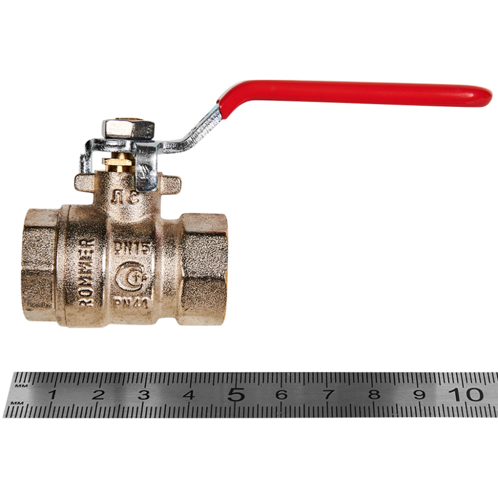 Кран шаровой полнопроходной ROMMER - 1/2" (ВР/ВР, PN40, ручка-рычаг)
