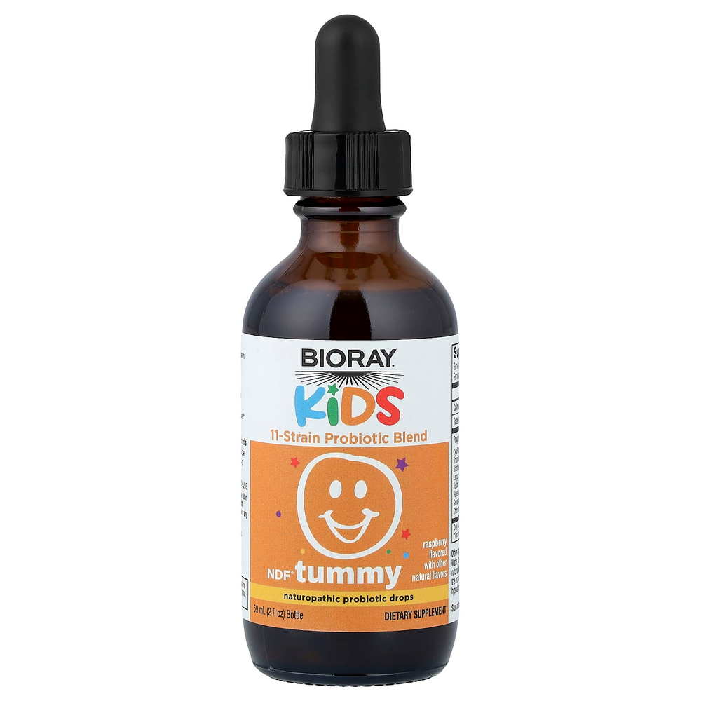 Bioray, NDF® Tummy, для детей, смесь из 11 штаммов пробиотиков, малина, 60 мл