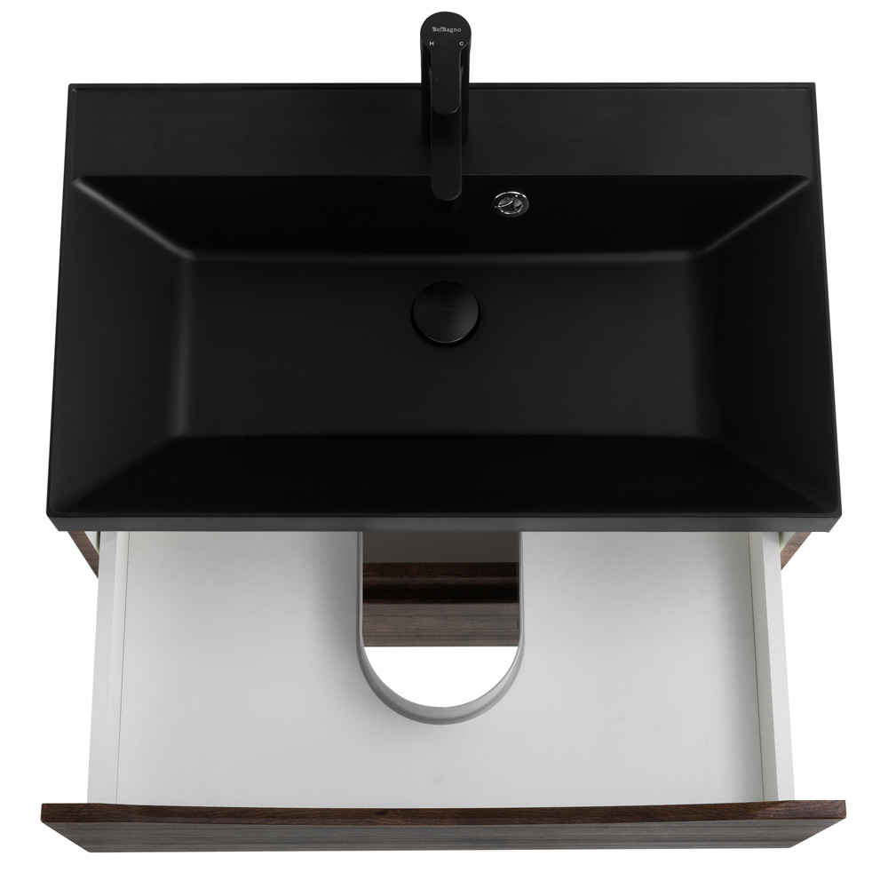 Тумба подвесная BelBagno MARINO-700-2C-SO-RW-P с черной раковиной