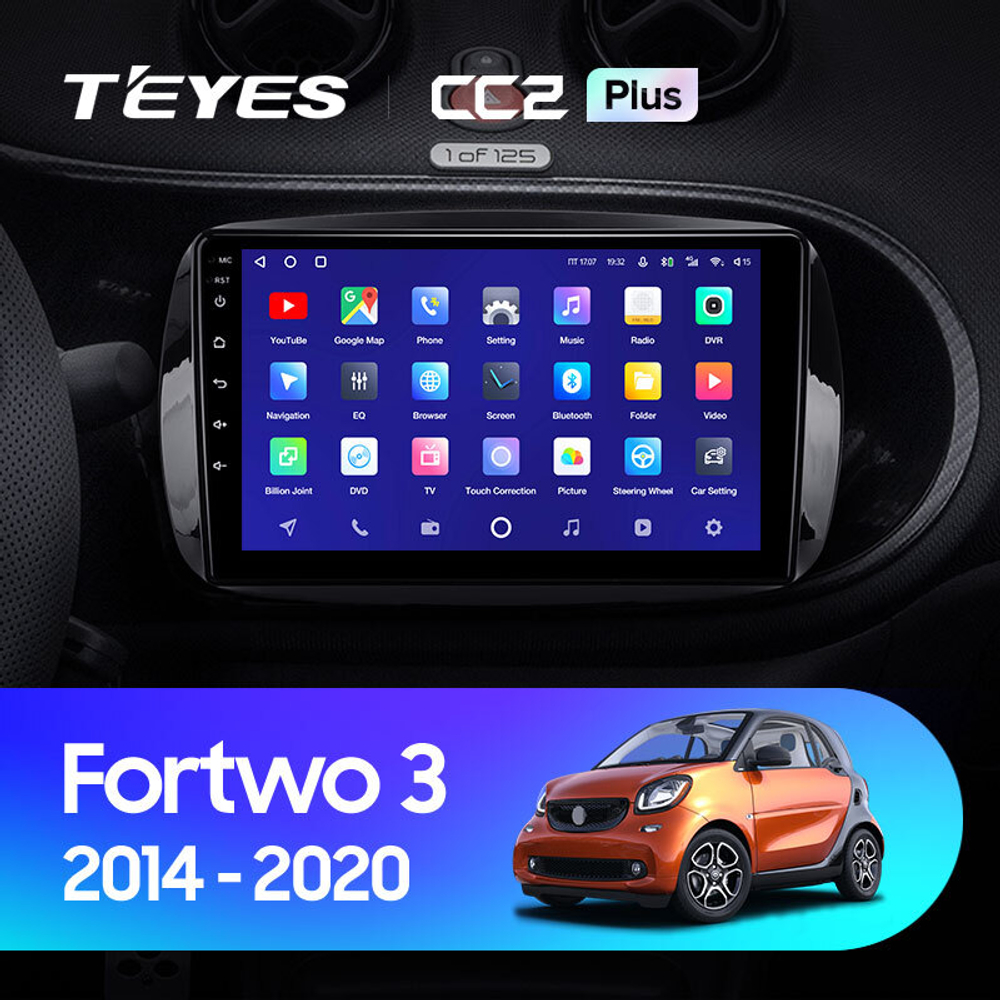 Teyes CC2 Plus 9"для Mercedes Benz Smart Fortwo 3 2014-2020