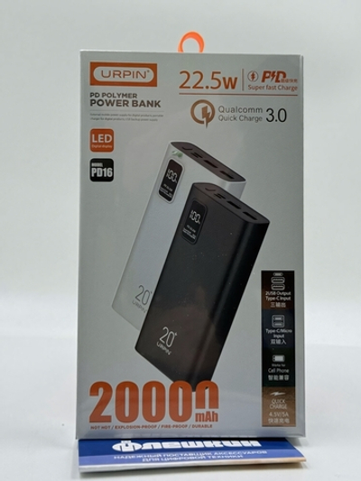 Внешний аккумулятор URPIN PD16 20000 mAh White