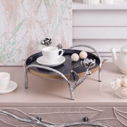 Фруктовница-конфетница Нимфея (поднос) Античное Серебро Синий