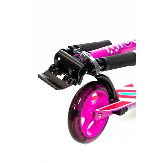 Складной двухколёсный самокат со светящимися колёсами и платформой Micar Flash 145 розовый