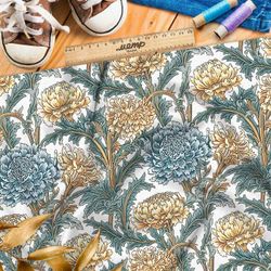 Ткань премиум сатин графические хризантемы