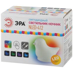 Ночник - светильник светодиодный ЭРА NLED-412-1W-W на батарейках или от USB мягкий силиконовый белый | Ночники