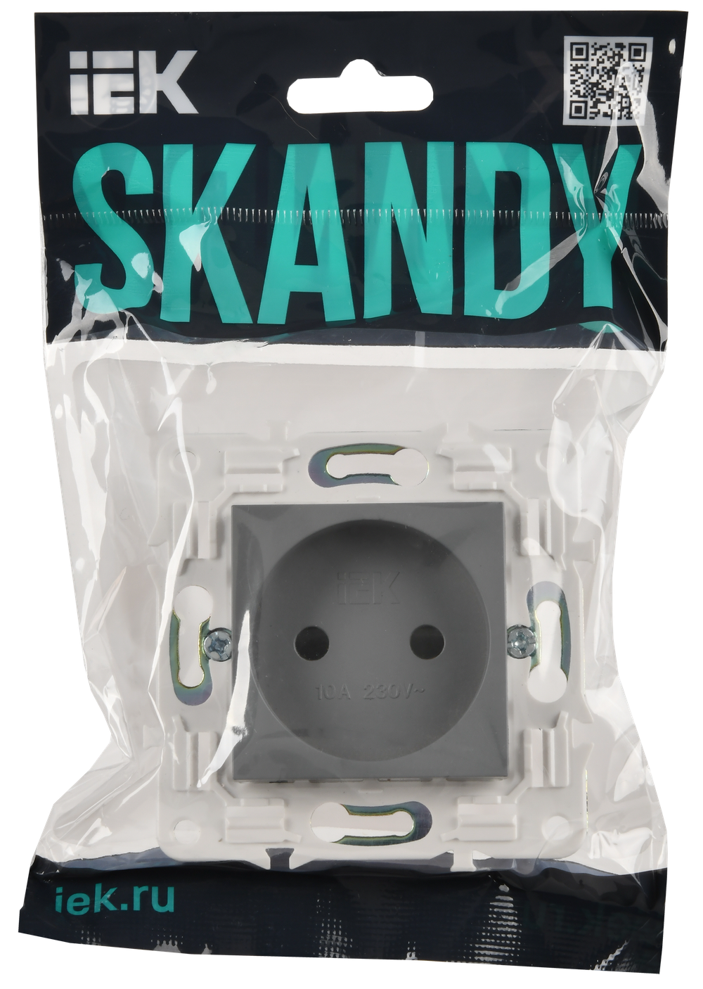 SKANDY Розетка без заземления с защитными шторками 10А SK-R01Gr серый IEK