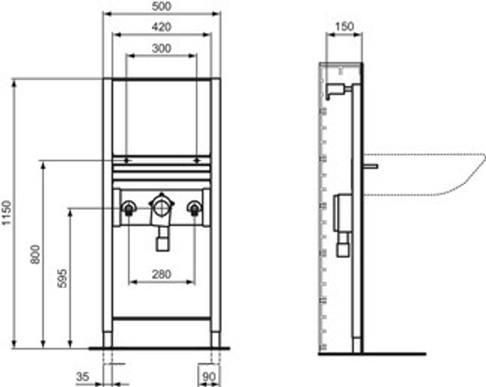 Рама Ideal Standard PROSYS R016067 для монтажа подвесного умывальника