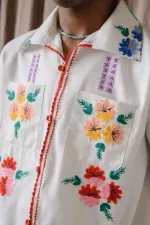 Рубашка Soeurs с Домашней Ручной Вышивкой 2 белая