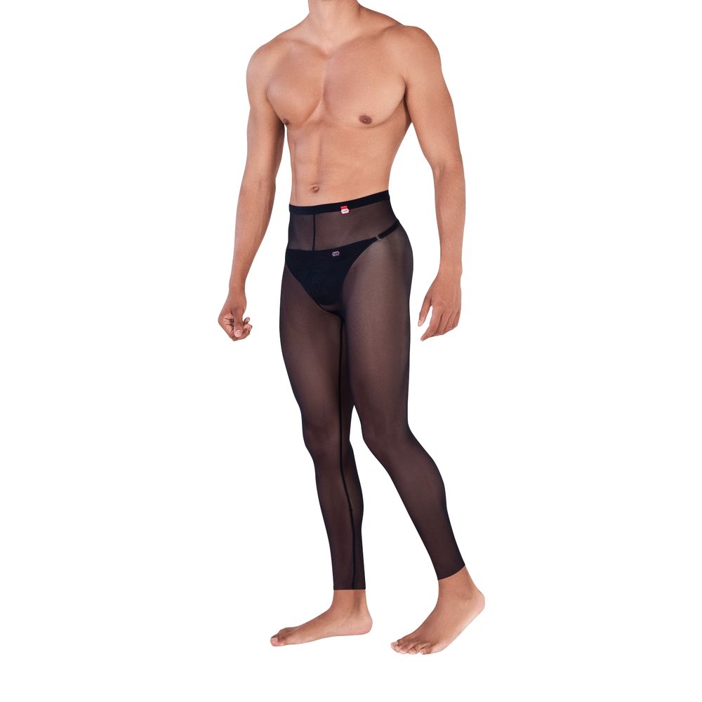 Мужские леггинсы черные полупрозрачные сетчатые Pikante MANHOOD LONG JOHNS 033611