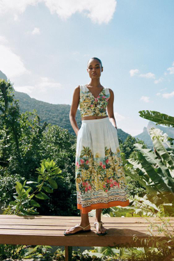 ZARA ЮБКА-НАКИДКА МИДИ С ПРИНТОМ, РАЗНОЦВЕТНЫЙ