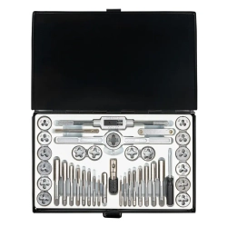 Набор метчиков и плашек метрич. 40пр(М3х0.5/0.6, М4х0.7/0.75, М5х0.8/0.9, М6х0.75/1, М7х0.75/1,М8х1/1.25, М10х1.25/1.5, М12х1.5/1.75)в метал. кейсе Forsage F-M040-1