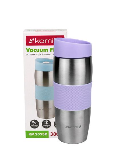 Термокружка 380 мл. из нержавеющей стали Kamille KM-2053R с TPR-вставкой