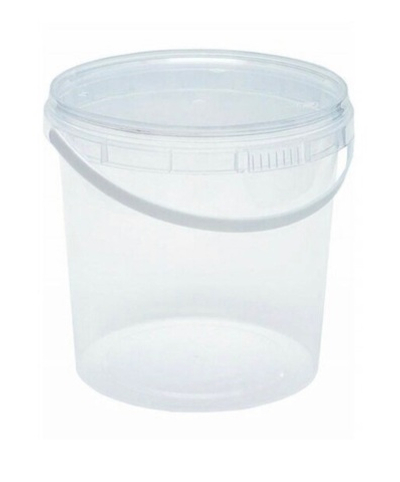 Ведро пластиковое прозрачное с крышкой 1 л.