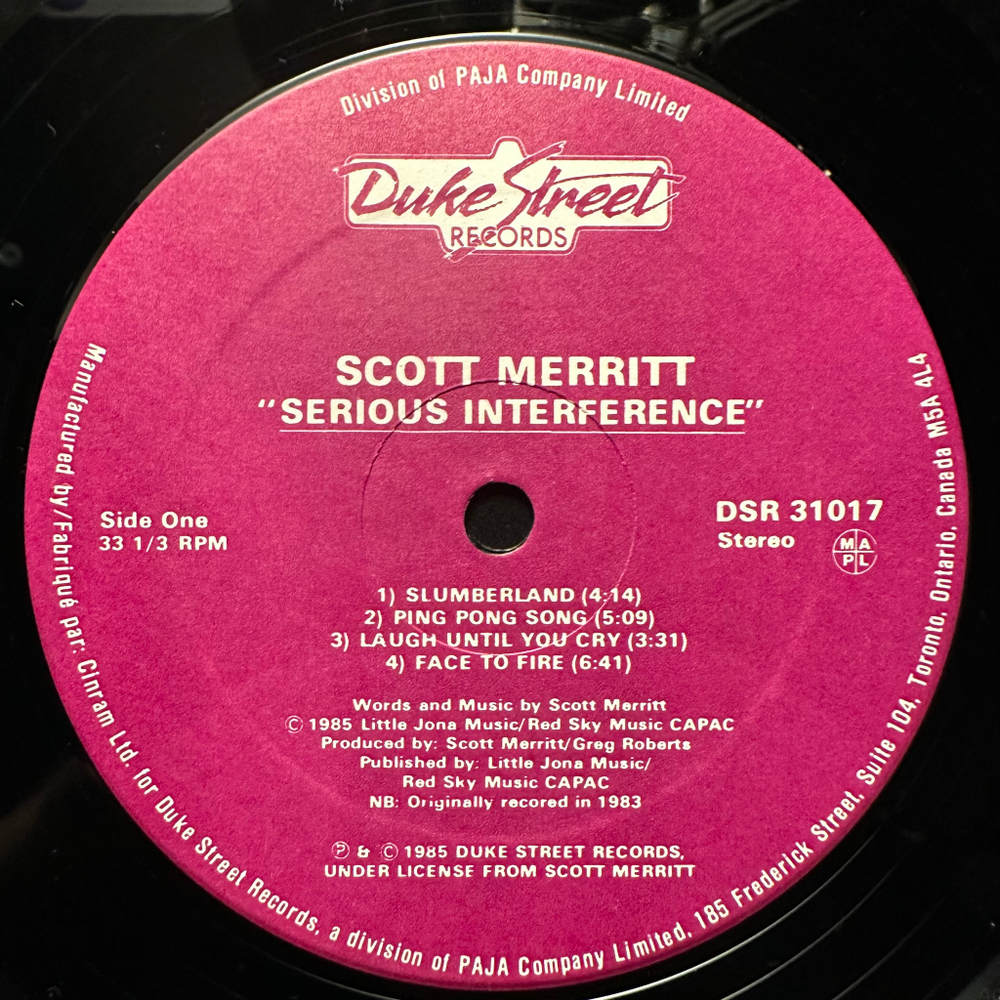 Scott Merritt - Serious Interference (Канада 1985г.)