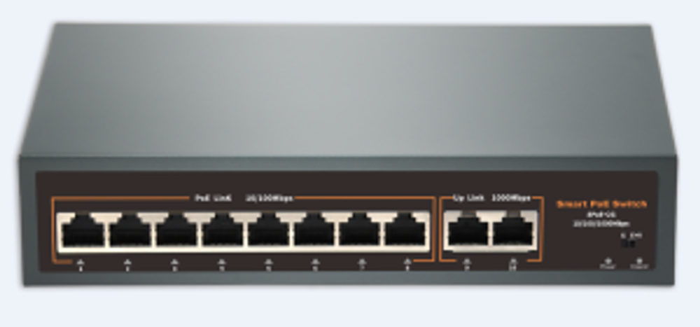 POE-82GE коммутатор PoE 8+2 гигабитных порта, металлический корпус