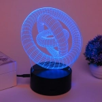 Светильник ночник «3D-Цепи и кольца» на пластиковой подставке, с включателем USB