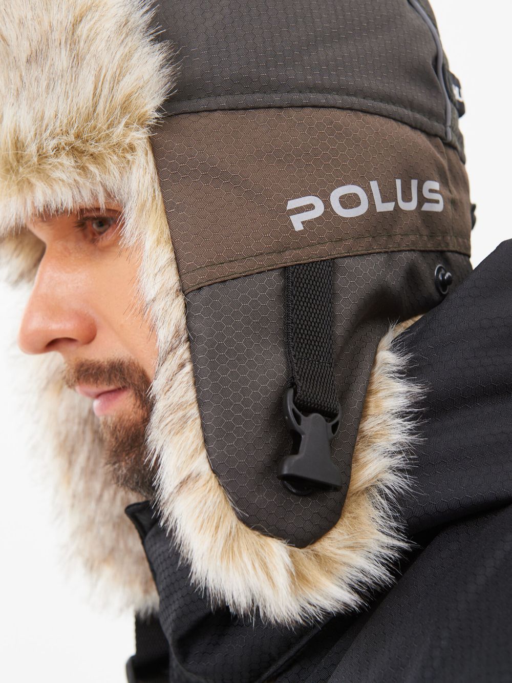 Шапка ушанка зимняя Полюс ткань Cell цвет Хаки