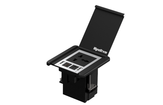 Wyrestorm IDB-200-MS - кабельный лючок, мультистандартная электророзетка, сквозные HDMI и USBC и USB-зарядка