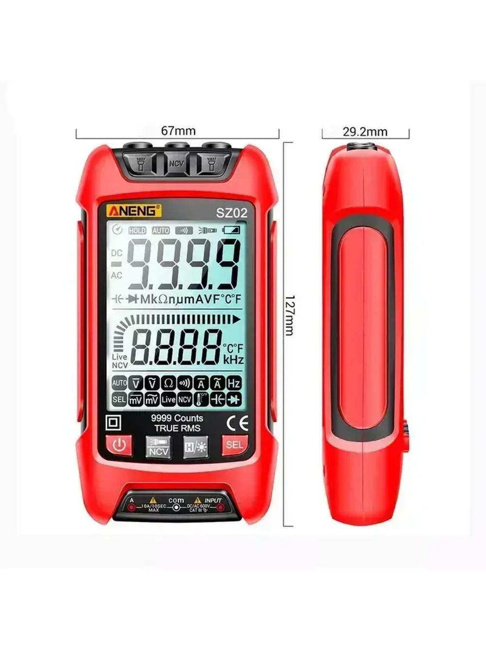 Мультиметр тестер цифровой автоматический с щупами и термопарой умный Aneng SZ02 (щуп и термопара в комплекте)