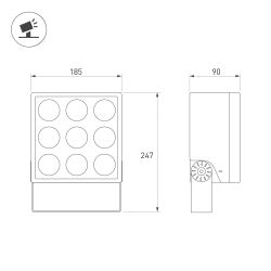 Светильник ALT-BLOCK-S185x185-36W Day4000 (GR, 3 deg, 230V) (Arlight, IP66 Металл, 3 года) 055251