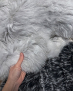 Вязаный плед из натурального меха песца 200*150 см ("соль с перцем")