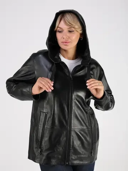 Кожаная куртка демисезонная с капюшоном