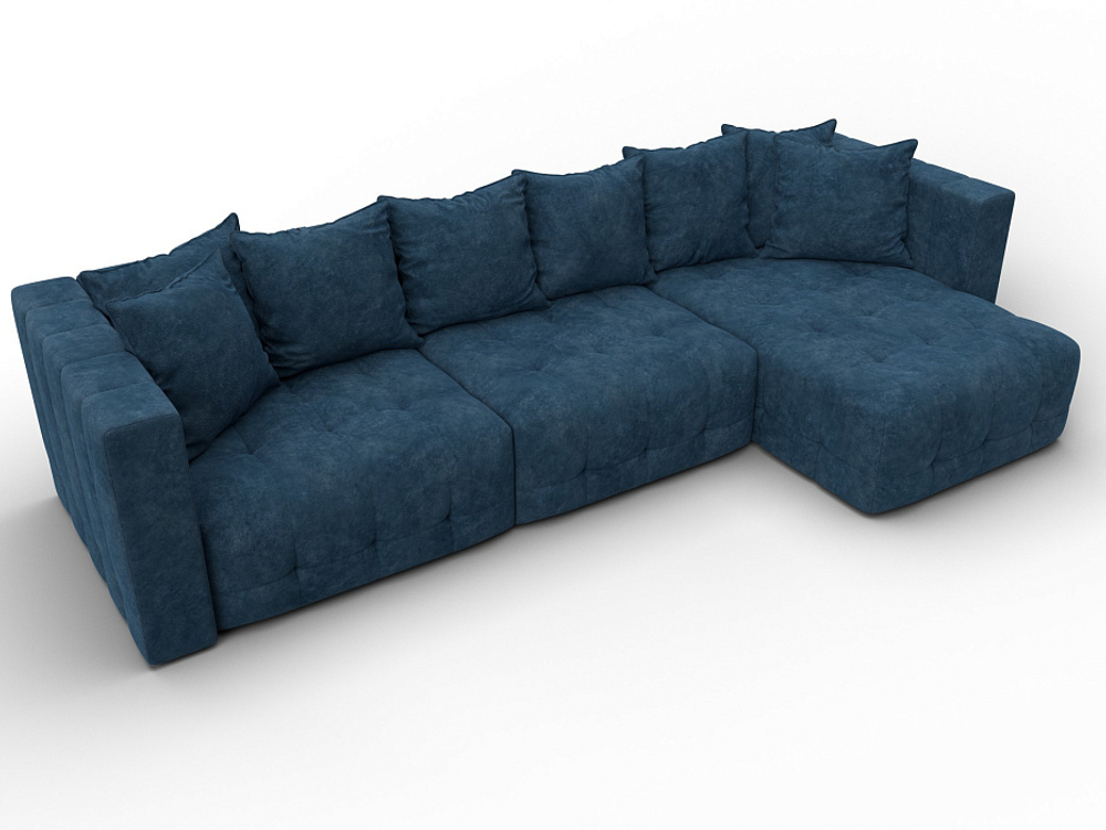 Диван угловой Лига-052 НПБ Лонг угол универсальный, BRUT 11 ВЕЛЮР синий