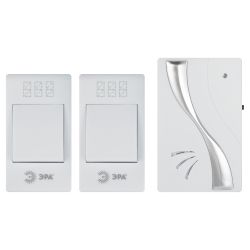 Звонок дверной ЭРА TWIN-B беспроводной две кнопки белый 32 мелодии